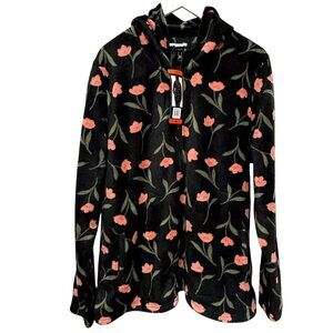 O'NEILL Josie Half-Zip XXL Fleece Hoodie Pullover Black Floral Womens NWT